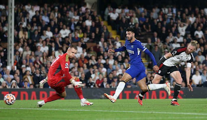 Armando Broja pictured (center) scoring for Chelsea against Fulham in October 2023